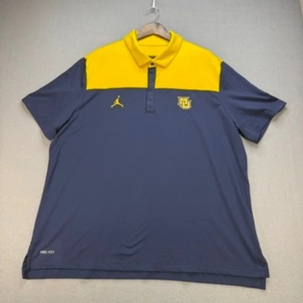 Jordan Polo Shirt Marquette Golden Eagles NCAA Regular XXL Navy Yellow Dri-FIT